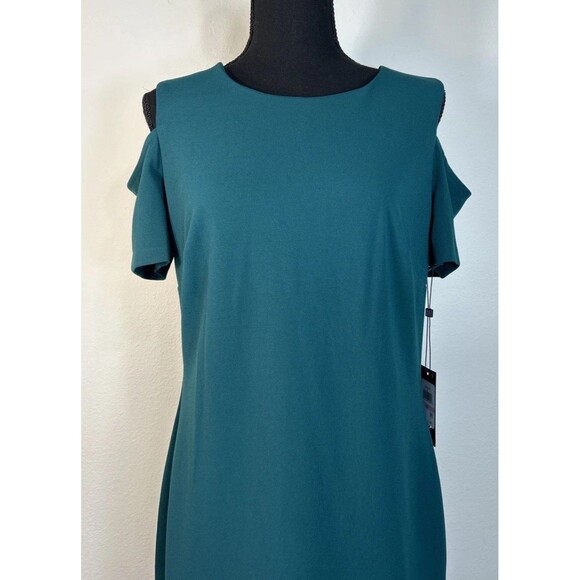 Tommy Hilfiger Dark Green Cold Shoulder Cocktail Sheath Dress Size 10 - Picture 8 of 13
